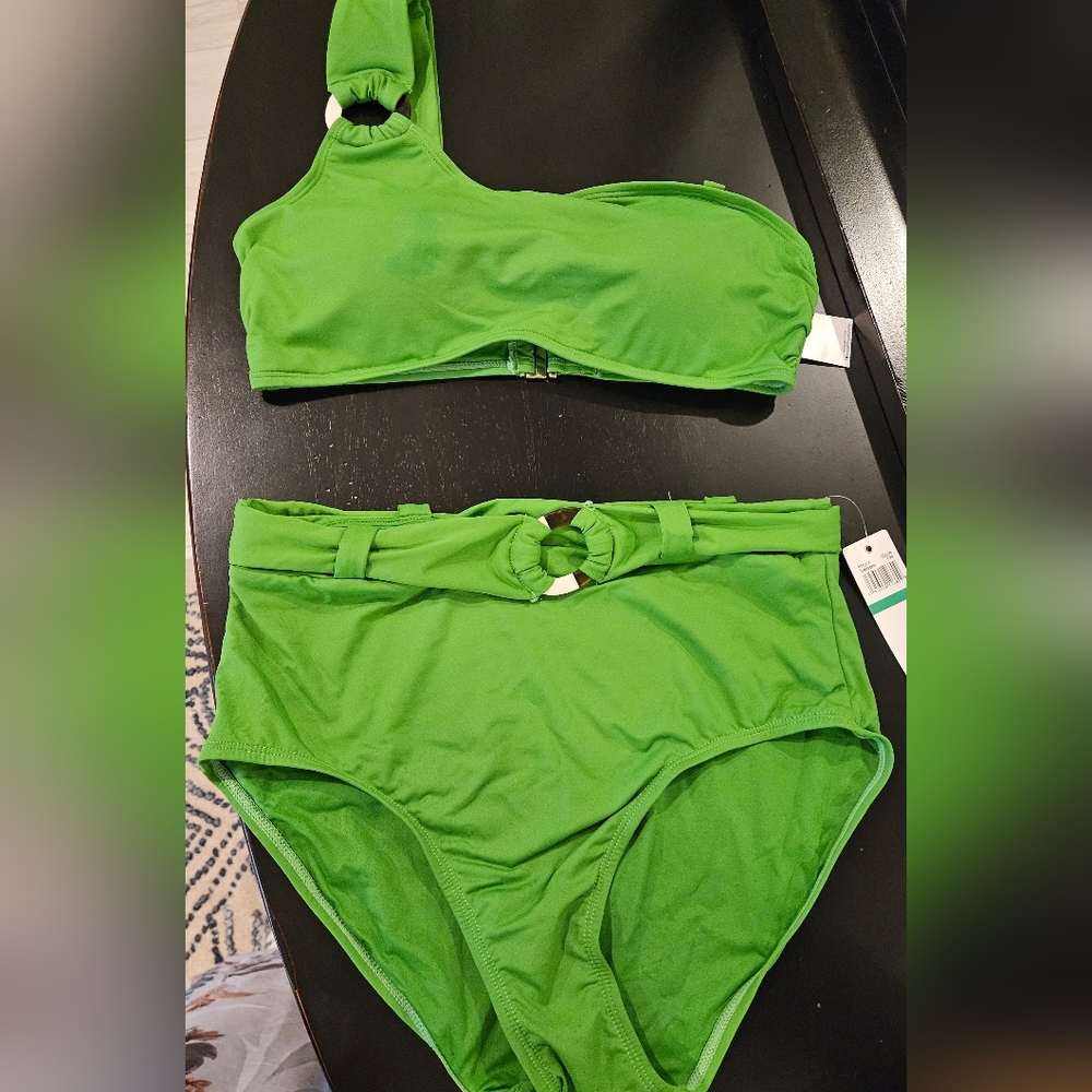 Ann Cole Kelly green 2 piece swim bikini size Large